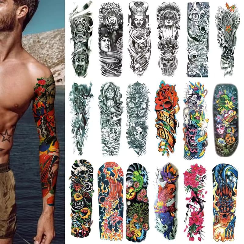 Custom Waterproof Full Arm Temporary Tattoo Stickers for B2B Applications-sku-7