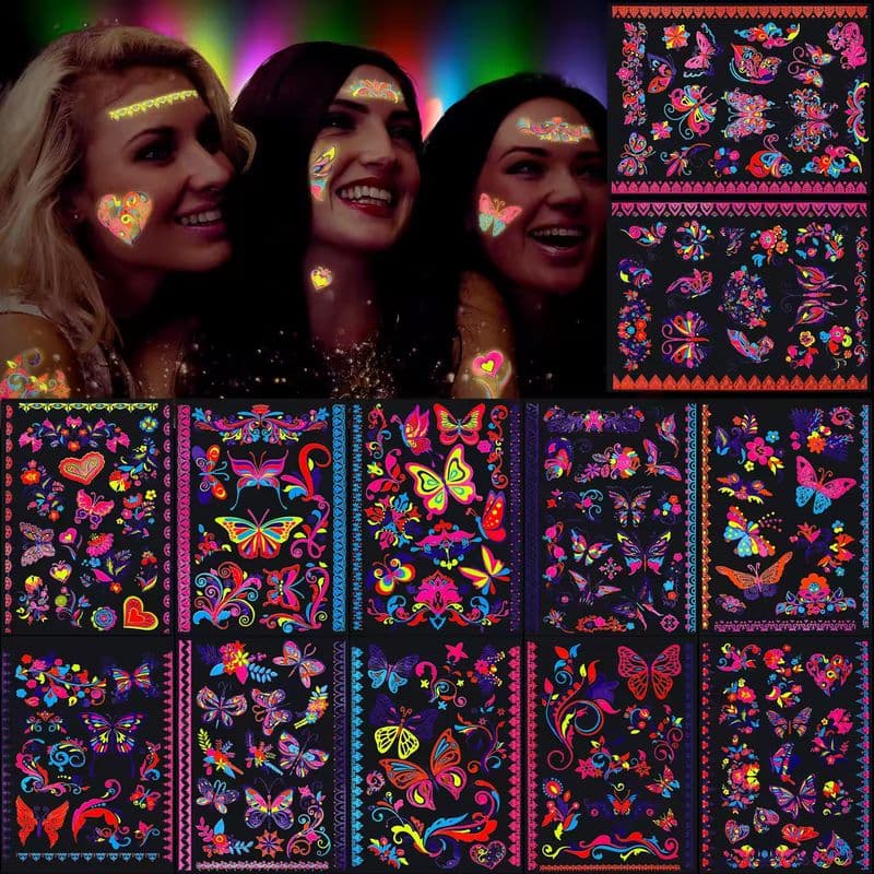Bunte UV Neon Temporäre Tattoos für Festivals und Events-sku-2