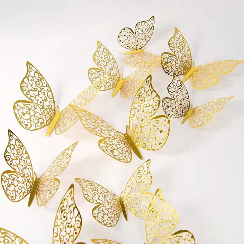 3D Metal Hollow Butterfly Wall Stickers for Modern Decor-sku-1