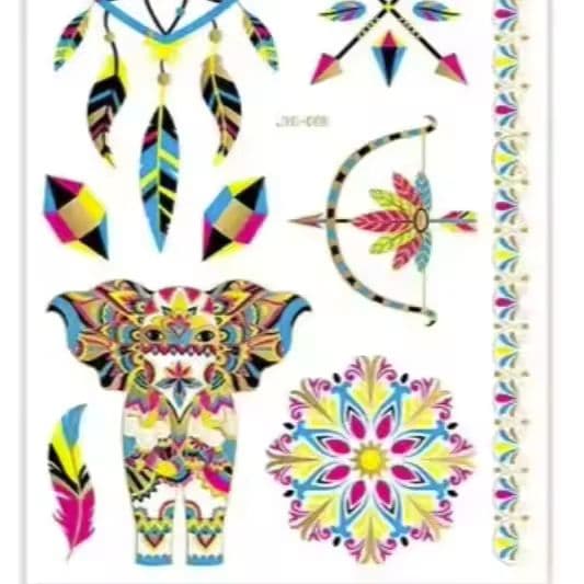 Fluoreszierende, wasserfeste Blumen-Tattoo-Aufkleber für vielseitige Körperkunst-sku-10