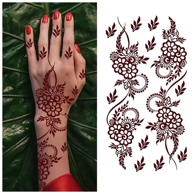Benutzerdefinierte wasserdichte temporäre Henna-Tattoo-Aufkleber für kreatives Branding-sku-4