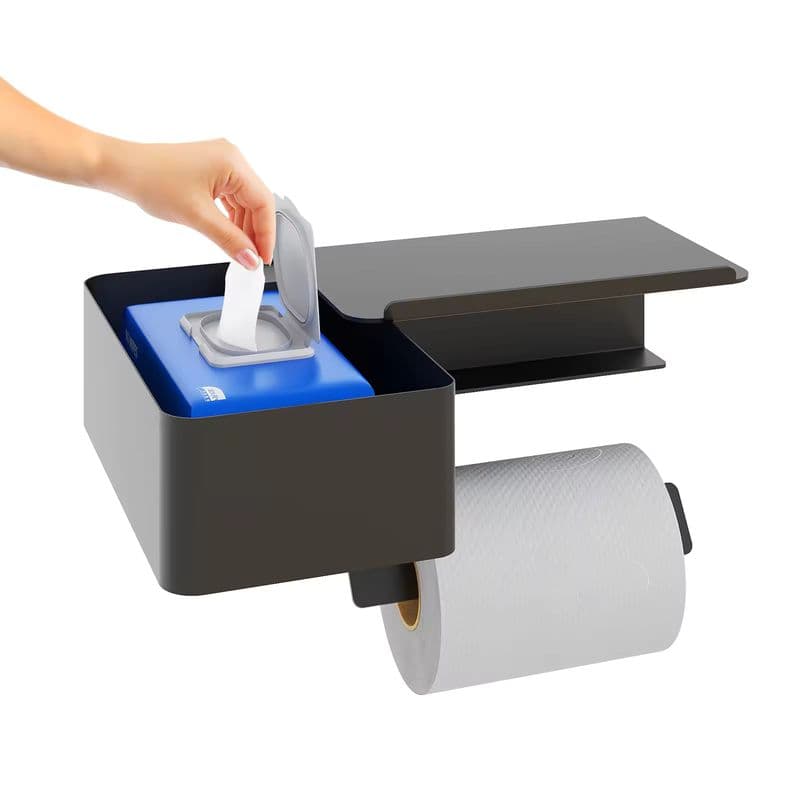 Versatile Wall Mounted Toilet Paper Holder with Storage for Modern Spaces-sku-5