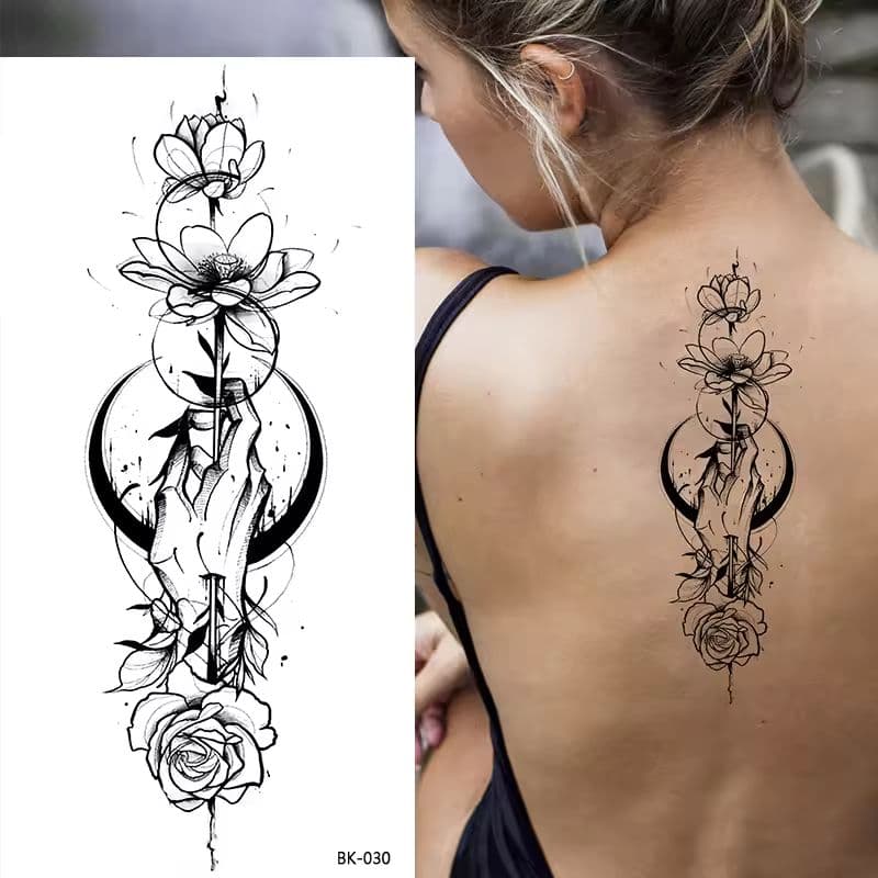 Individuelle temporäre Blumen-Tattoo-Aufkleber für kreative Körperkunst-sku-5