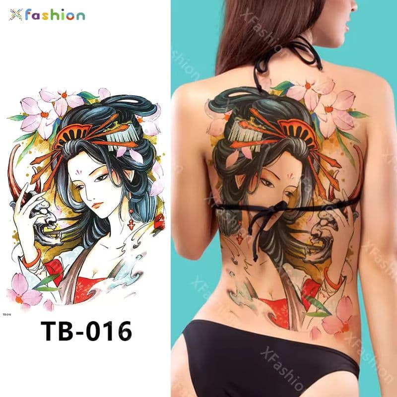 สติกเกอร์รอยสักชั่วคราวรูปหัวกะโหลกเต็มหลังที่ปรับแต่งได้สำหรับศิลปะบนร่างกาย-sku-2