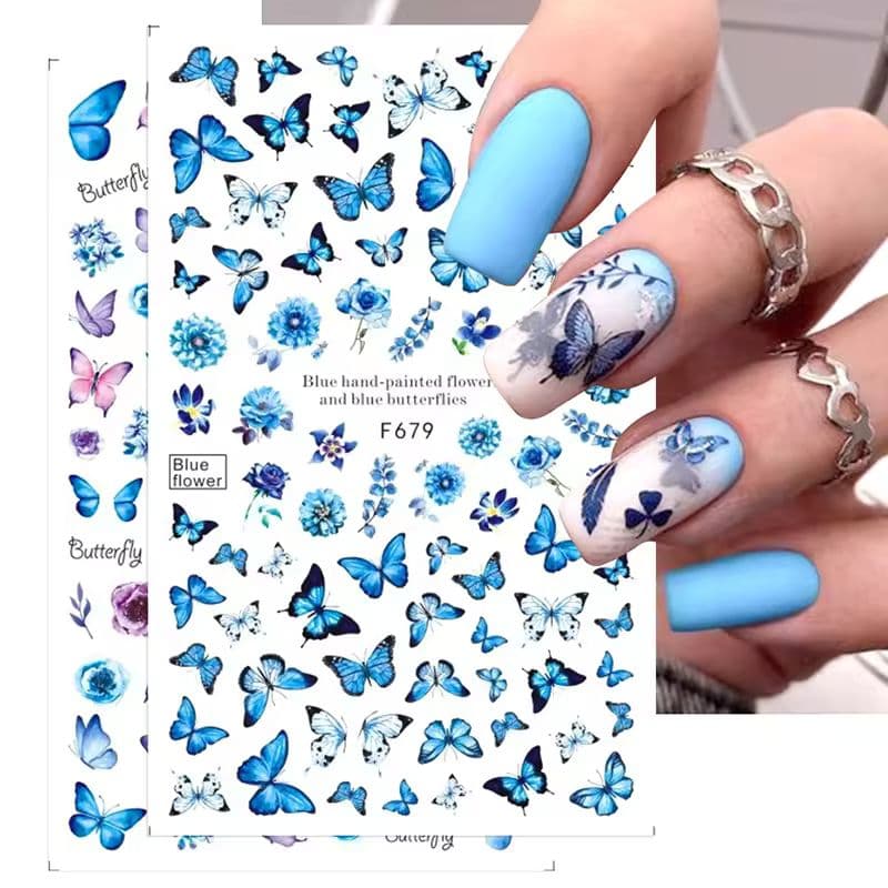 Stilvolle Nailart-Slider mit Aquarell-Schmetterlingen für professionelle Salons-sku-7
